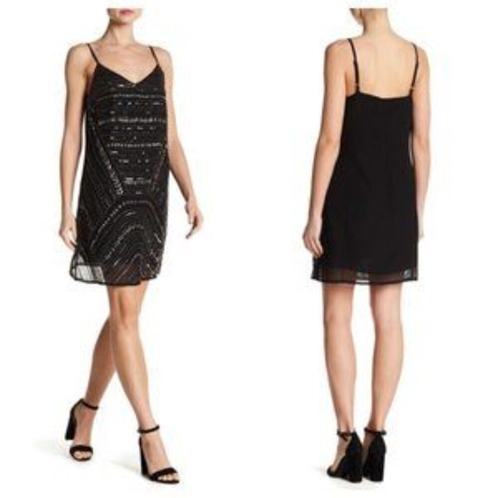 Raga Beaded Black Mini Tank Dress M Sequin Embellished Party Cocktail NWT
